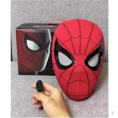 Máscara vestível capacete completo 1:1 Spiderman controle remoto olhos cosplay adereços estoque - Imagem 1 de 4