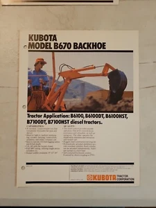 Vintage 1983 Kubota B670 Backhoe Sales Brochure Spec Sheet - Picture 1 of 5