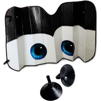 1Pcs Black Cartoon Eyes Foldable Car Front Windshield Cover Sun Shade Protector - Image 1 of 4