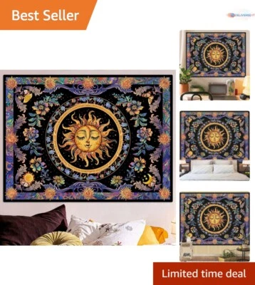 Универсальный богемный гобелен с солнцем и луной — стильный настенный подвес 48 x 36 дюймов - Изображение 1 из 4