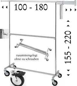 2 Etagen Kleiderständer Rollständer Kleidersange mit großen Rollen klappbar 54.2 - Bild 1 von 8