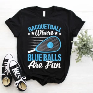 Camiseta de raquetball donde las bolas azules son divertidas divertidas talla S-5xl - Imagen 1 de 4