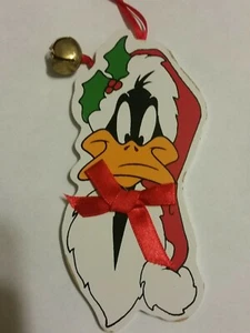 Cara de pato lucas MADERA adorno de Navidad con campana - Imagen 1 de 1