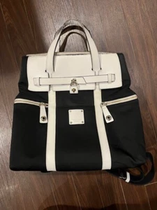 HENRI BENDEL Women's Backpack Hand Shoulder Bag 3-Way Black White Gold Ladies - Picture 1 of 8