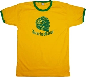 Day Of The Dead Ringer T-Shirt - Mexican Skull, Dia De Los Muertos, verschiedene Farben - Bild 1 von 4