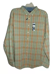 George Mens LS Button Down Plaid Shirt Green Stretch Poplin S(34/36) #MS2 - Picture 1 of 2