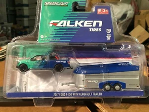1/64 GREENLIGHT HITCH & TOW 2017 FORD F150 & AEROVAULT TRAILER FALKIN TIRES MIJO - Picture 1 of 2