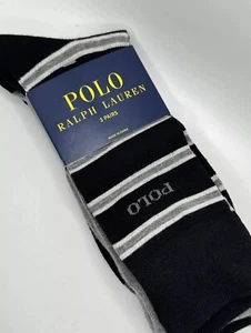 Socken Polo Ralph Lauren Herren Logo Navy Breit Gestreift Kleid 3er Pack - Bild 1 von 7