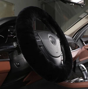 Fluffy Wool Car Steering Wheel Cover Genuine Sheepskin Steering Wheels Interior - Picture 1 of 12