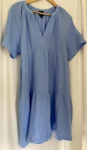 Gap Women's Gauze Tiered Dress - 100% Cotton- Relaxes Fit - Blue - Size SMALL - Picture 1 of 11