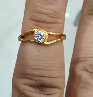 0.15CT Round 14K Yellow Gold Plated Moissanite Engagement Ring - Image 1 of 4