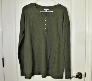 Time & True armeegrünes Henley-Top für Damen neu mit Etikett Größe M 8-10 Stoffmix - Bild 1 von 14
