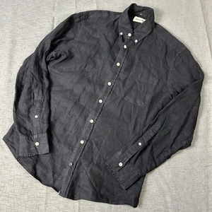 Camisa Taylor Stitch de lino con botones negra para hombre talla 38 - Imagen 1 de 8