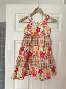 Gymboree Girls Size 8 Aloha Sunshine Tropical Floral Plaid Tiered Dress - Picture 1 of 4