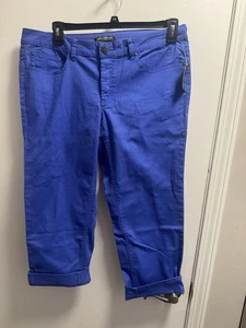 NEU Eddie Bauer Damenjeans Größe 12 Blau Krempeln Capri Boyfriend Fit Knopfleiste - Bild 1 von 7