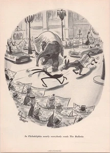1955 Political Cartoon Advertisement The New Yorker Philadelphia Bulletin - Picture 1 of 1