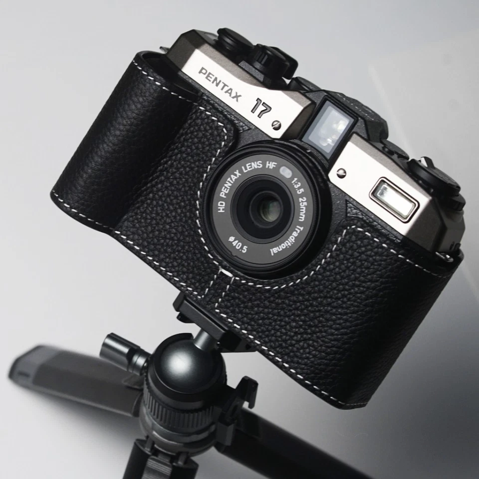 Genuine Real Leather Camera Bag Case Protect Cover Belt Strap For Pentax 17 - Image 1 of 4