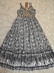 Nuevo con etiquetas Maxi Vestido Me 2 Magic Anthropologie Talla L Lentejuelas Estampado Animal Metálico En Niveles - Imagen 1 de 9