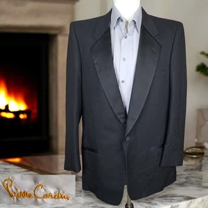 Pierre Cardin Tuxedo Jacket Mens 44L Black Ribbed one Button  VL Vintage - Picture 1 of 11