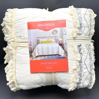 Opalhouse Moroccan Wedding Quilt Comforter Full Queen Cream Sequin Embroidered  - Image 1 of 4