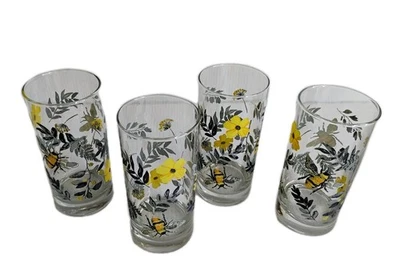 Royal Dalton Drinking Tumbler Glasses Embossed Bees & Floral 16.3oz Set Of 4 - Image 1 of 4