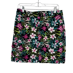 Christopher & Banks Black Floral Cargo Skort Women Size 6 Knee Length Pockets - Picture 1 of 12