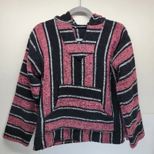 Mexican Baja Knit Hoodie Medium unbranded Black Pink White Mexico - Picture 1 of 9