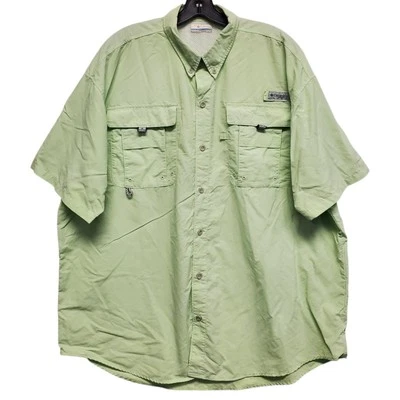 COLUMBIA PFG Shirt Mens XL Neon Grenn Utility Pockets Fishing Hunting Outdoor - Image 1 of 4