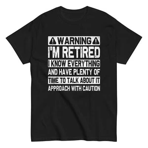 Warning I'm Retired Funny Men's Cotton T-Shirt Humorous Retirement Gift Shirt - Picture 1 of 9