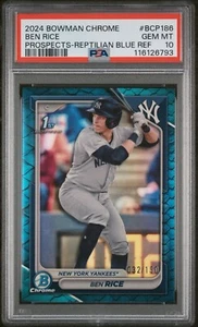 2024 Bowman Chrome Prospects 1st BEN RICE Reptilian Blue Refractor /150 | PSA 10 - Bild 1 von 3