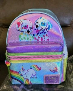 Neu mit Etikett Loungefly Lisa Frank holographischer Glitzer Farbblock Mini-Rucksack - Bild 1 von 8
