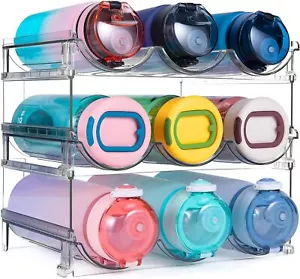 3 Pack Water Bottle Organizer Shelf, Plastic Holder Rack for Kitchen/Fridge - Picture 1 of 6