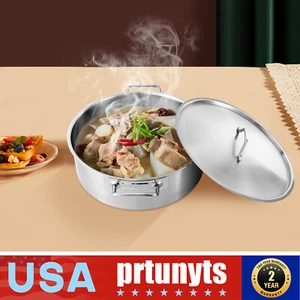 11 Quart Suppentopf Edelstahl Groß Küche Suppe Kochgeschirr mit Glasdeckel - Bild 1 von 13