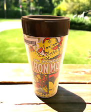 Marvel The Invincible Ironman 16 oz Plastic Travel Tumbler Mug Cup Black Top New