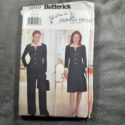 Butterick 6049 Donna Ricco Misses Jacket Top Skirt Pants Pattern 14-18 Uncut Y2K - Image 1 of 4