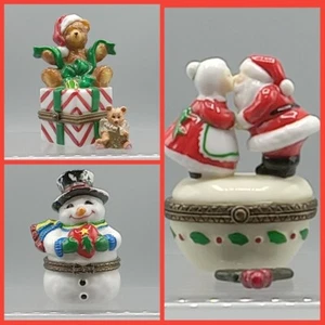 Midwest Cannon Falls Christmas PHB Porcelain Hinged Trinket Box 2.5" Lot Vintage - Picture 1 of 24