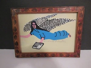Howard Finster art populaire Jésus sauve ange litho print signé cadre original - Photo 1/17