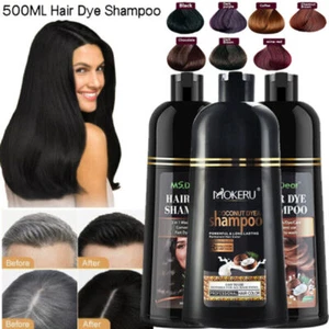 Permanent Hair Color Shampoo 500ml for Gray Hair Instant Herbal Hair Dye Shampoo - Picture 1 of 63