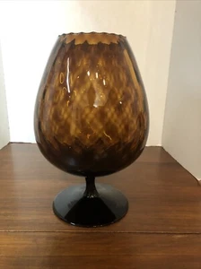 Vintage braune Empoli Stil große Glas gesteppte Optik Brandy Schnaps Vase MCM 13" - Bild 1 von 7