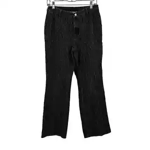 Vintage Newport News Jeanology Raised Textured Crisscross Flare Black Jeans 10 - Picture 1 of 9