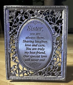 Cathedral Art 3.5” Sister Metal Plaque - Sisters Best Friends Gift Plaque - Picture 1 of 5