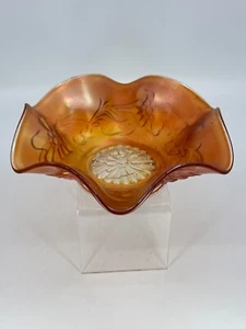1940s Northwood Grape & Cable Carnival Glass Dish Marigold Glass Candy Dish VTG - Picture 1 of 24