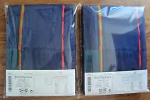 Ikea SAPONARIA Pair of Curtains Window Panels Dark Blue Mult 57x88" 145x225 cm - Picture 1 of 8