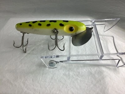 Arbogast Musky Jitterbug 3 Sets of Trebles Frog 5” Tough Pattern RARE Vintage - Image 1 of 4