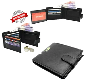 MENS WALLET GENUINE REAL SOFT LEATHER LARGE ZIP NOTE POCKET COIN POUCH GIFT - Picture 1 of 2