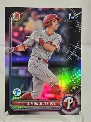 2022 Bowman 1st Simon Muzziotti ⚾️  BLACK FOIL !!! NUMBERED 10/10 RARE! SSP! 👀 - Image 1 of 4