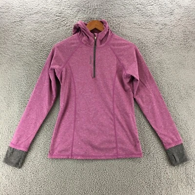 Sudadera con Capucha Reebok Top Mujer M Púrpura Cuarto Cremallera Pulgar Agujero Pulgar Pullover Foto 1 de 4
