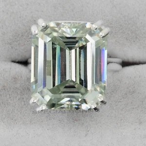 26.70 Ct Certified Emerald Cut Solitaire Gray Diamond Ring-FREE Diamond studs! - Picture 1 of 12