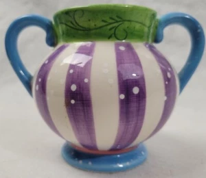 Certified International Lori Seibert striped & polka dot porcelain/ceramic vase. - Picture 1 of 6