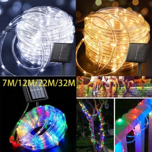 UK Solar LED Rope Tube Fairy String Lights Strip Waterproof Outdoor Garden Patio - Picture 1 of 27